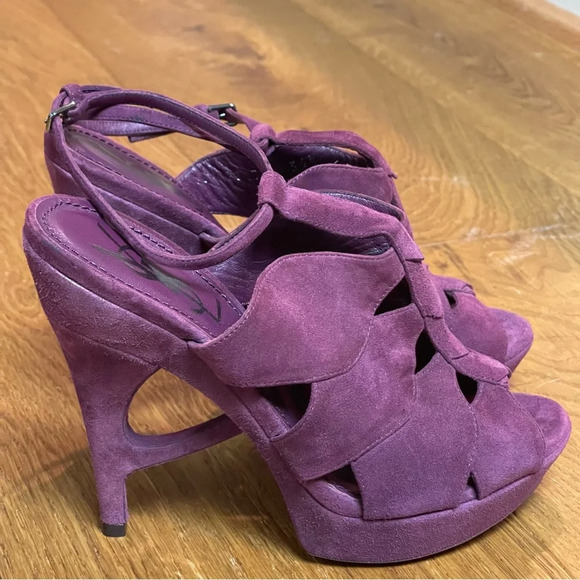 Yves Saint Laurent YSL Purple Suede 4” Stiletto Platform Heels Size 36 1/2 - Picture 1 of 9